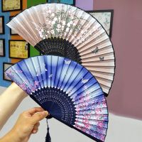 Vintage Style Silk Folding Fan Chinese Japanese Pattern Art Craft Gift Home Decoration Ornaments Dance Hand Decorative Fans