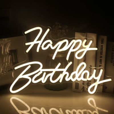 ป้ายไฟตกแต่งวันเกิด ป้ายไฟวันเกิด ป้ายสุขสันต์วันเกิด ป้ายHappy Birthday Warm White Integrative Neon Sign for Any Age