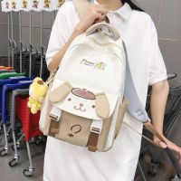 Sanrio Cartoon Backpack High Capacity Nylon Waterproof Children School Bag 26x15x40 Cm with Pendant Anime Peripherals Kids Gifts