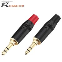 ℗ 4pcs Smooth Black 3pole 3.5mm Jack Wire Connector audio video plug stereo Earphone Connector