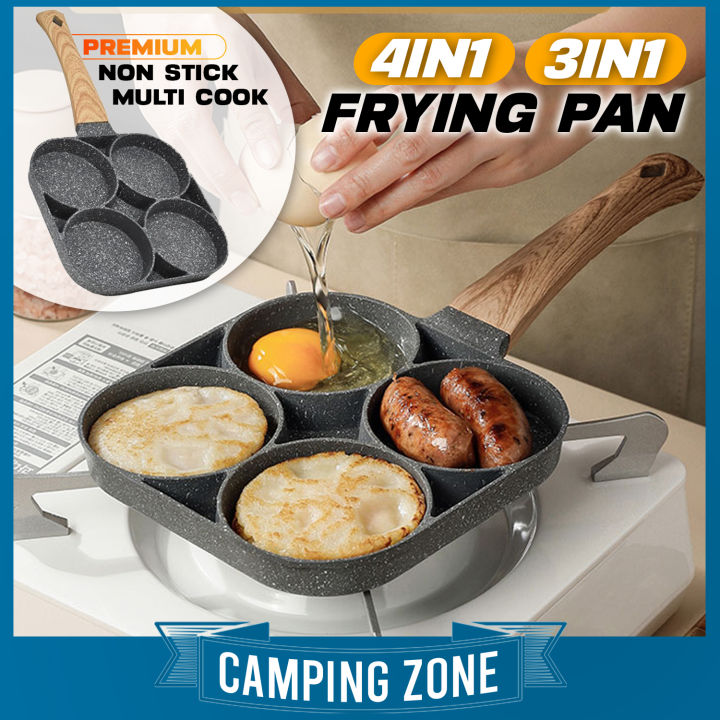 Egg Frying Pan 4-Cup Nonstick Fried Egg Burger Pan Outdoor Camping
