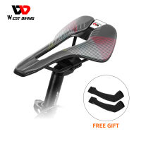 【Free Gift】WEST BIKING เบาะนั่งจักรยานบนถนน Ultralight Racing อานจักรยานเบาะผู้ชาย Hollow Breathable อานจักรยานเสือภูเขาจักรยานอุปกรณ์เสริม