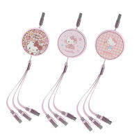 【cw】Kawaii My Melody Three-In-One Data Cable One for Three Retractable Cute Powder Apple Android Charging Cable Portable Gift 1