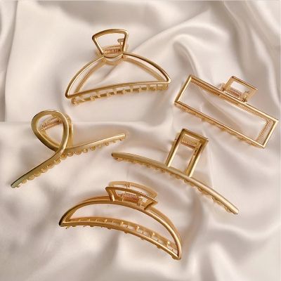 【CW】 Fashion Gold Color Hollow Hair Metal Claw Hairclip Headband Hairpin Crab Accessories