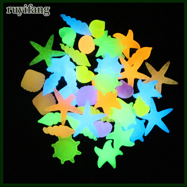 ruyifang-10pcs-สีสันสดใสเรืองแสงหินปลาดาวหอยสังข์รูปเปลือกปลาตารางทางเดินสวนพิพิธภัณฑ์สัตว์น้ำตกแต่งสระว่ายน้ำภูมิทัศน์