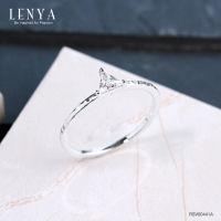 Lenya Jewelry  แหวนเงินแท้ 925 ชุปทองคำขาว ประดับด้วย Cubic Zirconia ทรงสามเหลี่ยม  เสริมบุคลิกเพิ่มความมั่นใจ