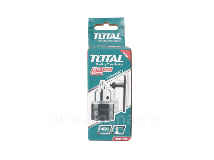 total-หัวจับดอกสว่าน-รุ่น-tac451301-รูเกลียว-1-2-นิ้ว-ขนาด-1-5-13-mm-พร้อม-กุญแจขันหัวสว่าน-จำปา