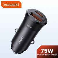 Toocki 75W พอร์ตแบบคู่ USB Type C ที่ชาร์จแบตในรถสนับสนุน Pps/ PD3.0/ QC3.0อะลูมินัมอัลลอยอะแดปเตอร์ที่ชาร์จสำหรับรถชาร์จแบบเร็วที่ชาร์จแบตในรถสำหรับ iPhone ซัมซุงฮัวเหว่ยเสี่ยวหมี่โทรศัพท์มือถือ