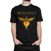 Bon Jovi เสื้อยืดแขนลำลองขาสั้นพิมพ์ลายหัวใจสำหรับผู้ชาย,เสื้อยืดผ้าฝ้าย100% ของขวัญวันเกิดขนาดพิเศษ XS-6XL