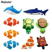 Cartoon Cute Animal Pen Drive Dolphin Fish Shark Turtle Octopus USB Flash Drives Pendrive 4G 8GB 16GB 32GB 64GB Memory USB Stick