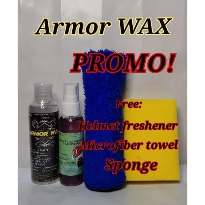 armor WAX for matte and glossy coat with free helmet freshener, sponge ...