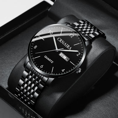 Crnaira นาฬิกาใหม่นาฬิกาควอตซ์ผู้ชายระเบิดผู้ผลิตแหล่งแฟชั่นนาฬิกาผู้ชายตาข่ายสายเหล็กสีดำ .