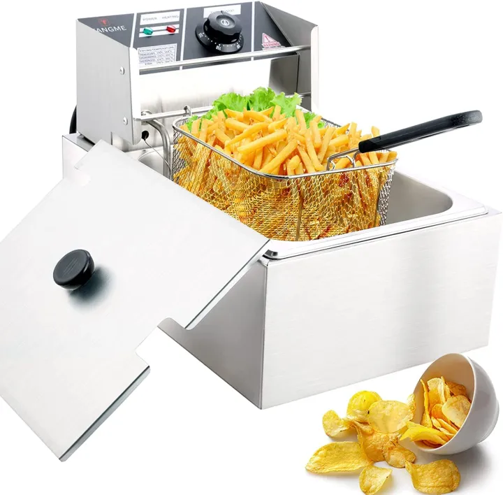 Heavy Duty Deep Fryer with Basket Cylinder Electric Multifunction Fried ...