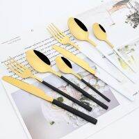 24Pcs Black Dinnerware Set Western Knife Fork Spoon Cutlery Set With Rack Stainless Steel Tableware Flatware Kitchen Silverware