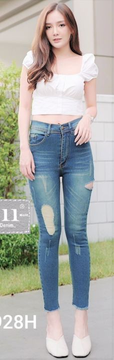 newสินค้าใหม่-2511-vintage-denim-jeans-by-araya-กางเกงยีนส์-ผญ-กางเกงแฟชั่นผู้หญิง-กางเกงยีนส์เอวสูง-กางเกงยีนส์ยืด