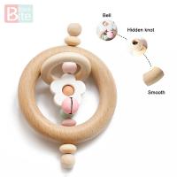 Bite Bites 1PC Baby Toys Beech Wood Inligence Grasping Gums Hand Bell Rattle Montessori Baby Rattles Educational Toddler Toys