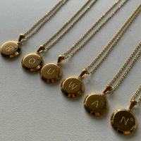 Trend Initial Letters Circle Pendant 18k Gold Plated Necklaces for Women Stainless Steel Chain 3A Zircon Jewelry for Female