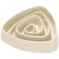 Plastic Triple-cornered Non-Slip Pet Slow Food Bowl Anti-Choke Bowl Dog Food Bowl Cat Food Bowl (Beige White)