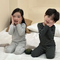 Autumn Children Homewear Striped Pajamas Suit Boy Baby Thin Casual Tops + Pants Pyjamas 2pcs Girl Infant Simple Sleepwear Suit