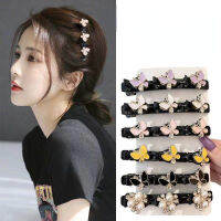 1pcs ผู้หญิงไข่มุกดอกไม้ถักเปีย Hairpins Bangs Hold Barrettes Sweet Elegant Headbands ผมตกแต่งคลิปเครื่องประดับผมเกาหลี-Laocher