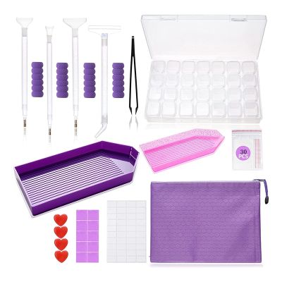 DIY Diamond Painting Tools Diamond Dots Accessories Kit,Diamond Embroidery Box with 28 Slots for Diamond Painting Art