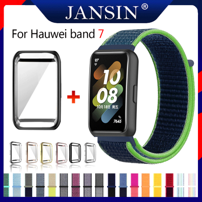 สาย สำหรับ Huawei Band 7 สายนาฬิกาไนล่อน สาย Huawei Band 7 สายนาฬิกา Band 7 สายนาฬิกาสำรอง พร้อมฝาครอบเคส