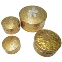 Brass Byfa SET1302  ตลับทองเหลืองตอกลาย ยกชุดใบ4ขนาด