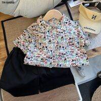 Childrens flower summer thin section ruffian handsome baby Kong style foreign boys casual vacation short-sleeved suit ol