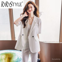 RYRYSTYLE 2023ใหม่กางเกงสูทมืออาชีพแขนสั้นสำหรับผู้หญิงเสื้อเบลเซอร์798สำหรับสัมภาษณ์