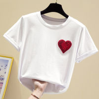Embroidery Loving Cotton T Shirt Women 2022 Summer Tops Tshirts White Tee Shirt Casual Short Sleeve Woman Clothes Poleras Mujer
