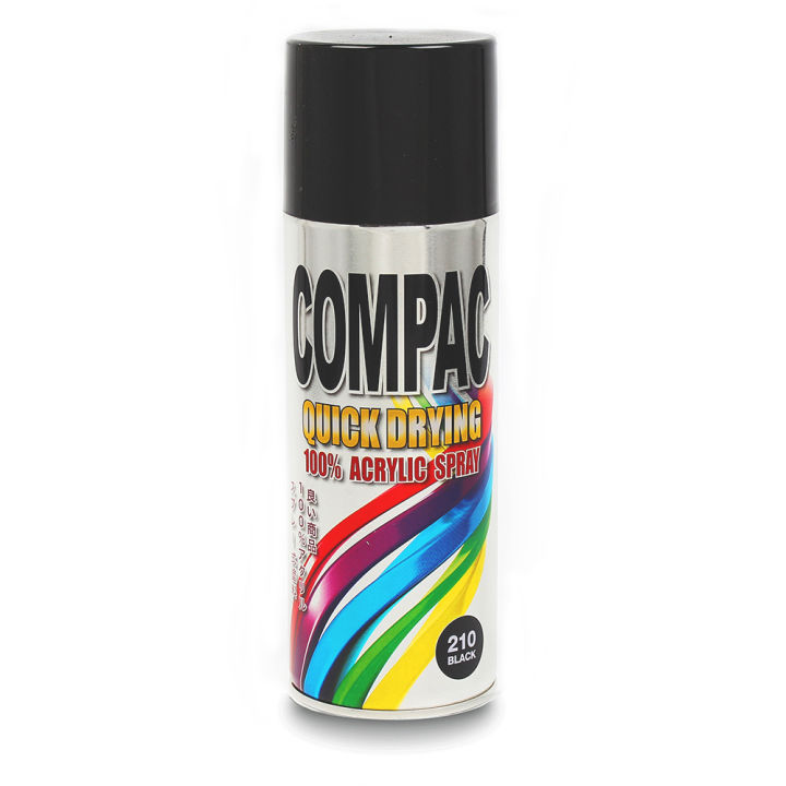 compac-สีสเปรย์อะครีลิค-100-400cc-สีสเปรย์คอมเเพค-สีกระป๋อง-สีดำ-compac-acrylic-aerosol-spray