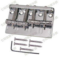 Chrome 4 String Saddle Bass Guitar Bridge พร้อมสกรูสีดำ Spring Top Load หรือ Strings Through Body Guitar Accessories Parts