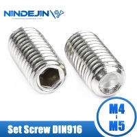 NINDEJIN 20/40Pcs ซ็อกเก็ตหกเหลี่ยมชุดหัวสกรู Point สแตนเลส M4 M5 Headless Hexagon Socket Grub Screw DIN916