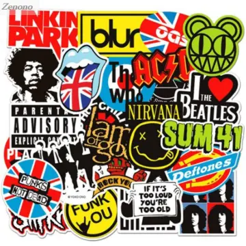 10/50/100pcs Fashion ROCK Music Graffiti Stickers Band Aesthetic for Ipad  Phone Guitar Motorcycle Skateboard Luggage Bottle