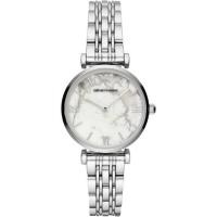 นาฬิกาข้อมือผู้หญิง ARMANI Marble Dial Silver Tone Stainless Steel Bracelet Ladies Watch AR11170