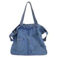 New Net Red Denim Shoulder Messenger Bag Casual Wild Portable Shopping Bag Canvas Tote Female Bag