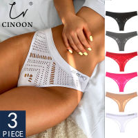 CINOON New Womens Underwear Panties Sexy Hollow Out Mesh Thong Middle-waist Large Size Breathable Comfortable Fashion Lingerie