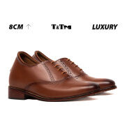 8CM  Giày Cao Nam T&TRA S1034 Nâu Đế Da