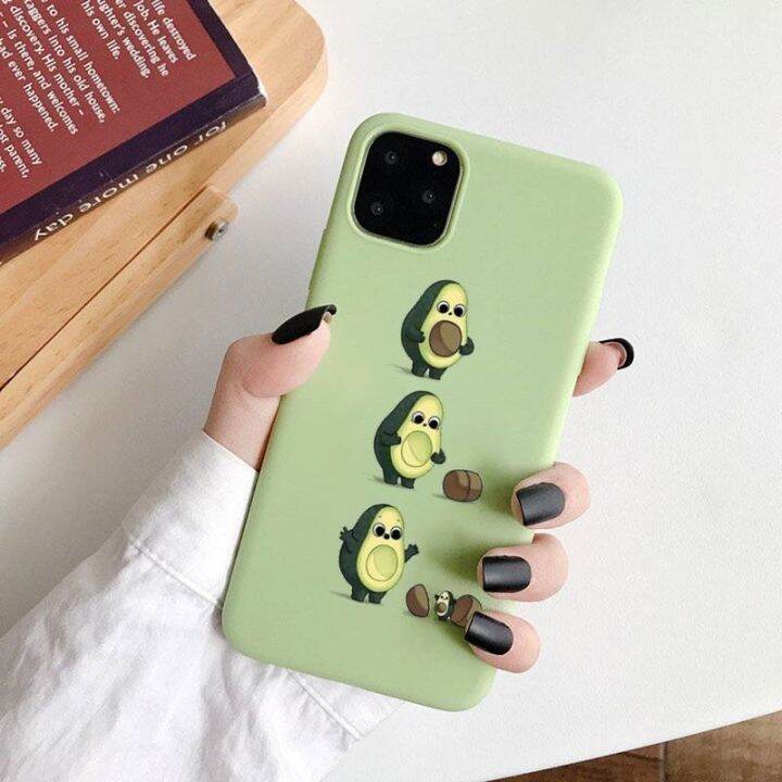 16-digits-อะโวคาโดผลไม้เคสโทรศัพท์น่ารักสีเขียวลูกกวาดสำหรับ-iphone-6-7-8-11-12-s-mini-pro-x-xs-xr-max-plus