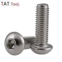 304 Stainless Steel Round Head / Pan Head Hexagon Socket Screw / Half Round Cup Screw Mushroom Head Bolt M5-M12  5Pcs Nails Screws  Fasteners