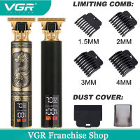 VGR Electric Barber T9อัพเกรด LCD ชาร์จ Retro Oil Head แกะสลักไฟฟ้า Push Shear Pubic Hair Clipper เครื่องสำหรับผู้หญิง