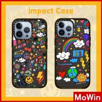 Mowin - เคสไอโฟน เคส iPhone ซิลิโคนนุ่มเคส TPU หนาป้องกันกล้องกรอบเคสกันกระแทกสีดำโปร่งแสงยิ้มการ์ตูนสไตล์กราฟฟิตีสำหรับ เข้ากันได้สำหรับ iPhone 13 Pro Max iPhone 12 Pro Max iPhone 11 Pro Max iPhone 7 Plus iPhone XR XS MAX ?MW?