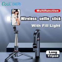 ✚ COOL DIER ใหม่ L13D ไร้สาย Bluetooth Selfie Stick ขาตั้งกล้องพร้อมไฟเติมที่วางโทรศัพท์หมุนได้ 360 องศาสำหรับการเดินทางถ่ายทอดสด