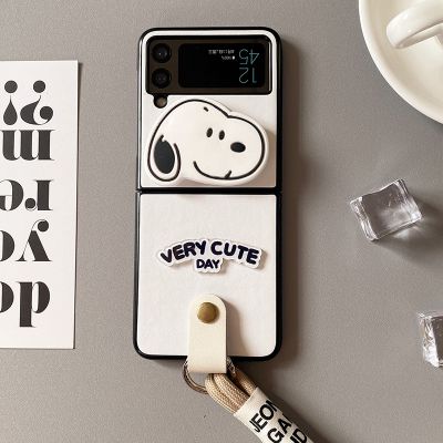 （shine electron）เคส Kawaii Snoopy สำหรับ Samsung Galaxy Z Flip3 5G ตุ้งติ้งซิลิโคนนิ่ม Z Flip 3 4ทึ่คลุมโทรศัพท์ใส Zflip Shell Zflip3 Funda