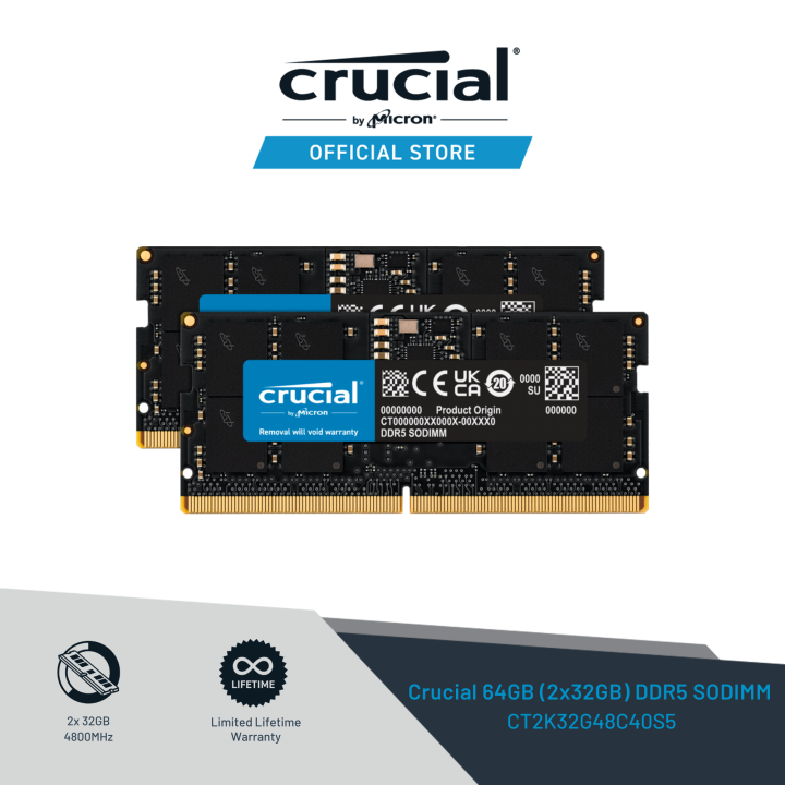 Crucial 64GB(32GBx2枚組) DDR5 4800MHz PC5-38400 SODIMM 262pin 