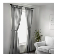 Curtains with tie-backs, 1 pair, 140x250 cm.