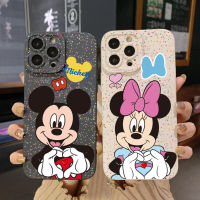 สำหรับ Infinix Note 12 G96 Hot 12i 10S 11S 10i Smart 6 HD X657B X6511 X6512 Mickey Minnie Love ป้ายหัวใจขอบสี่เหลี่ยมเคสป้องกันเลนส์เต็ม