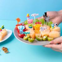 Animal Food Picks Food Grade Plastic Mini Forks Cartoon Dinosaurs Fruit Fork Lunch Bento Box for Kids Accessories Party Decor