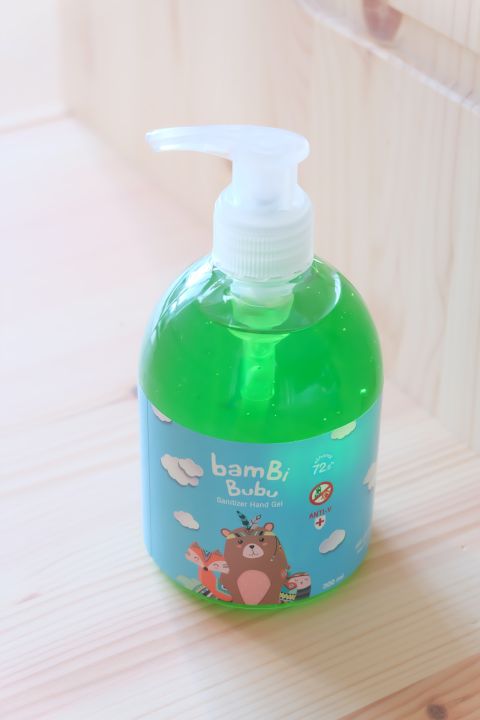 bambi-bubu-แบบขวดปั๊ม-เจลล้างมือแอลกอฮอล์สำหรับเด็ก-กลิ่น-green-apple-ขนาด-300ml