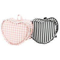 Hot Cute Waterproof Nylon Heart Backpacks Mini Ruffle Plaid Backpack Love Heart Shape Backpack For Teenager Girls Book Bag